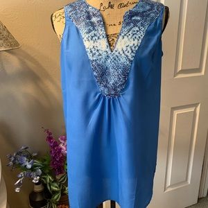 NEW - Blue V-neck Embellished Blouse - Small